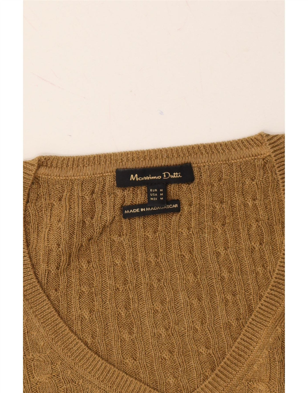 MASSIMO DUTTI Womens V-Neck Jumper Sweater UK 12 Medium Brown Vintage Massimo Dutti and Second-Hand Massimo Dutti from Messina Hembry 