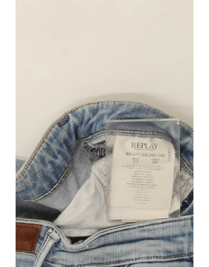 Replay Damen Slim Jeans W27 L30 Blaue Baumwolle