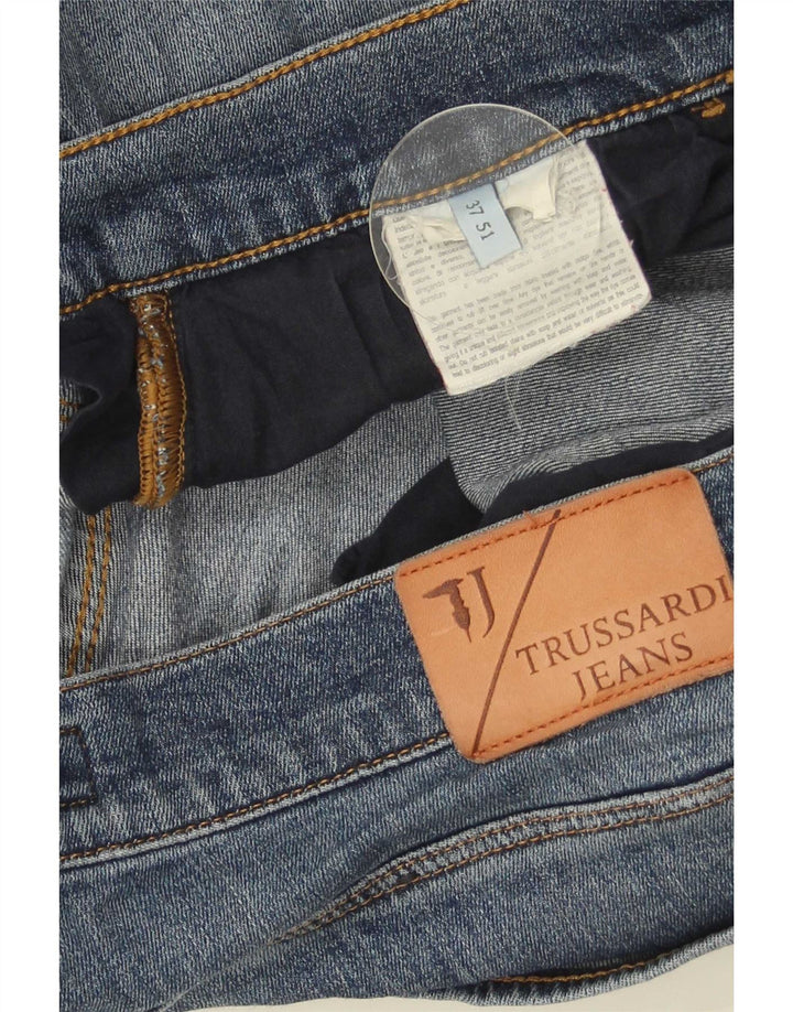 Trussardi Herren-Jeans im Distressed-Look, Größe 51, Größe L, W37, L26, Blau