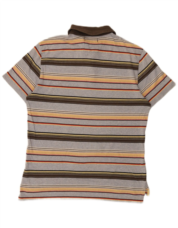 Gas Herren-Poloshirt aus mittelgrauer, gestreifter Baumwolle