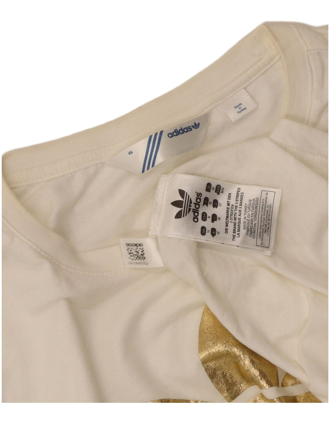 Adidas Damen Graphic T-Shirt Top UK 14 Mittelweiße Baumwolle