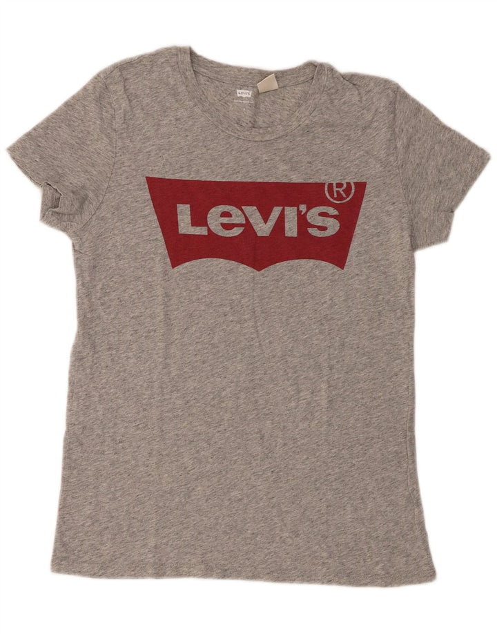 Levi's Womens Graphic T-Shirt Top UK 10 Small Grau meliert