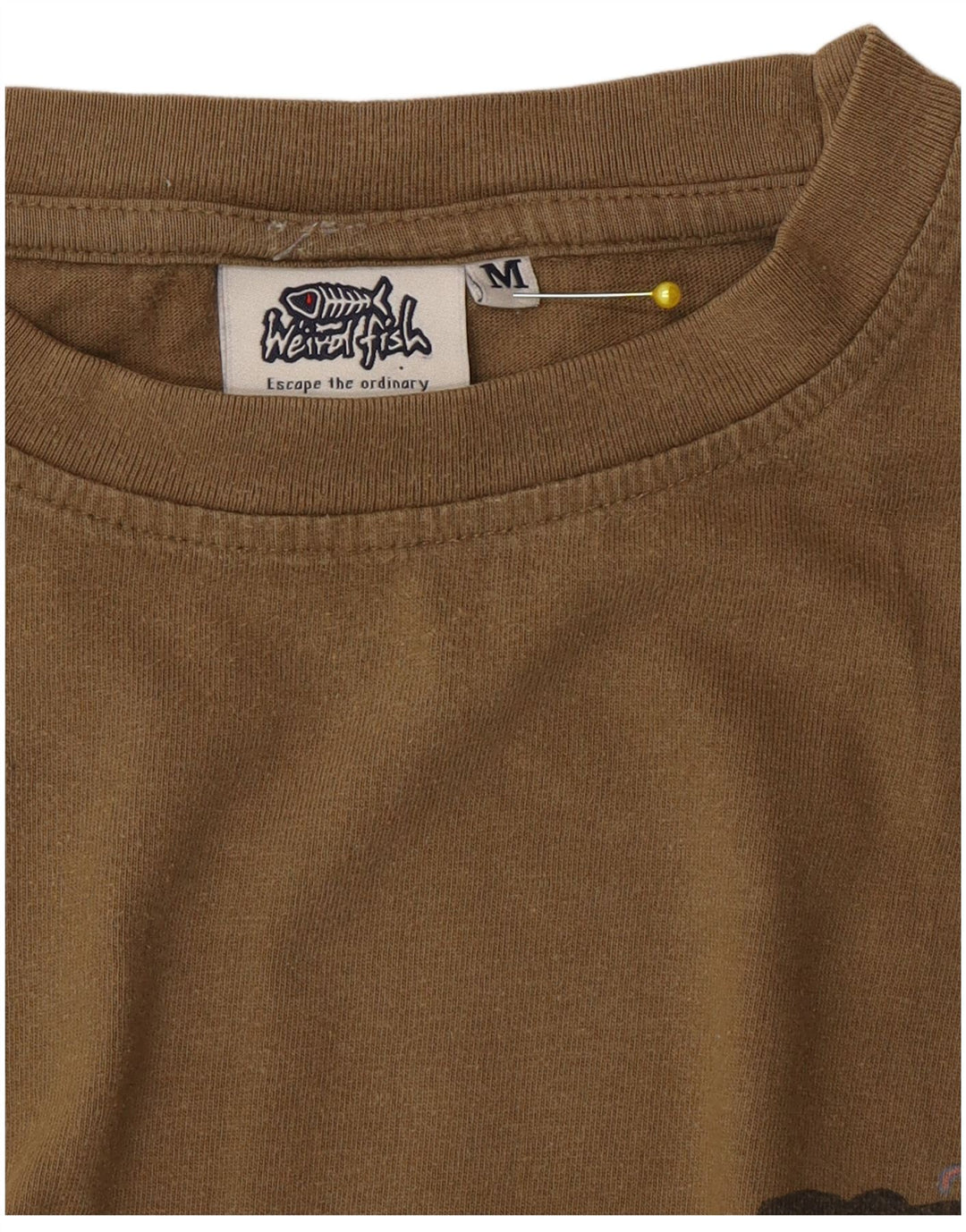 Weird Fish Herren Grafik-T-Shirt-Oberteil Medium Khaki