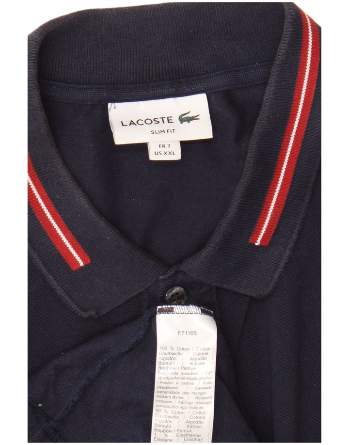 Lacoste Herren-Poloshirt, Größe 7 2XL, marineblaue Baumwolle