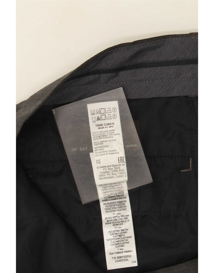Marks & Spencer Herren-Anzughose in normaler Passform, W36, L29, Grau, Polyester