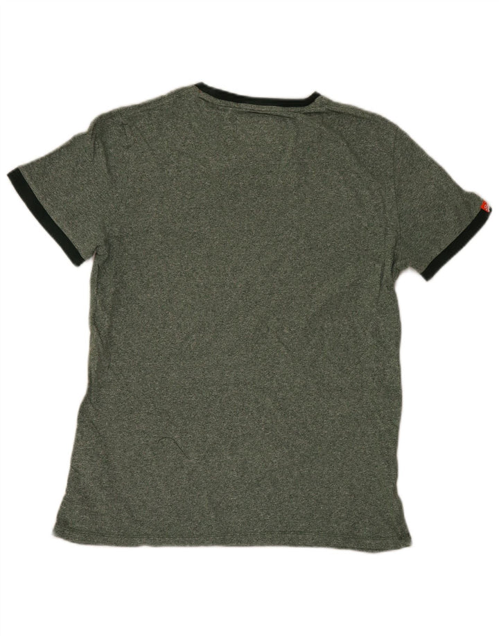 Superdry Herren-T-Shirt-Oberteil, groß, grün gefleckte Baumwolle