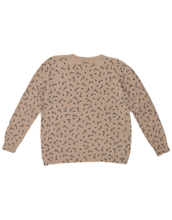 Marks & Spencer Damen-Pullover mit grafischem Rundhalsausschnitt, Gr. 18, XL, Beige