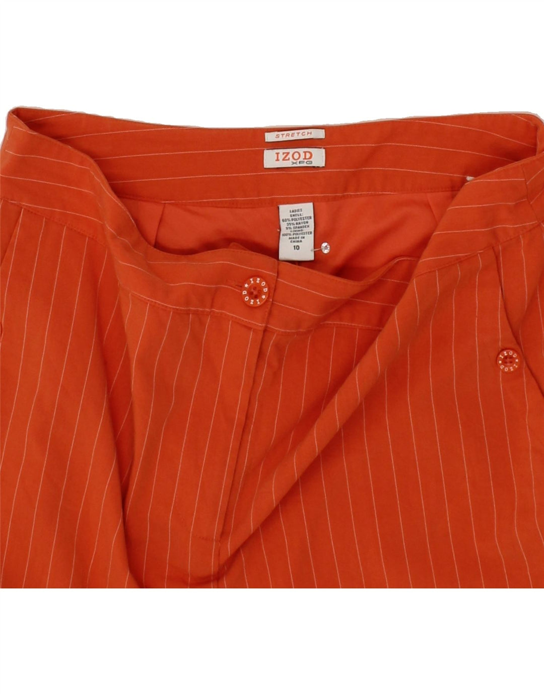 IZOD Womens Skort UK 10 Small W27 Orange Pinstripe Polyester Vintage Izod and Second-Hand Izod from Messina Hembry 