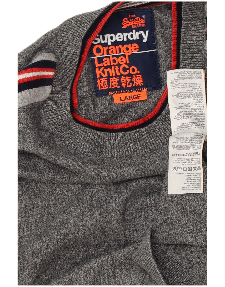 SUPERDRY Damen-Pullover mit Rundhalsausschnitt, Gr. 16, Größe L, Grau, Baumwolle