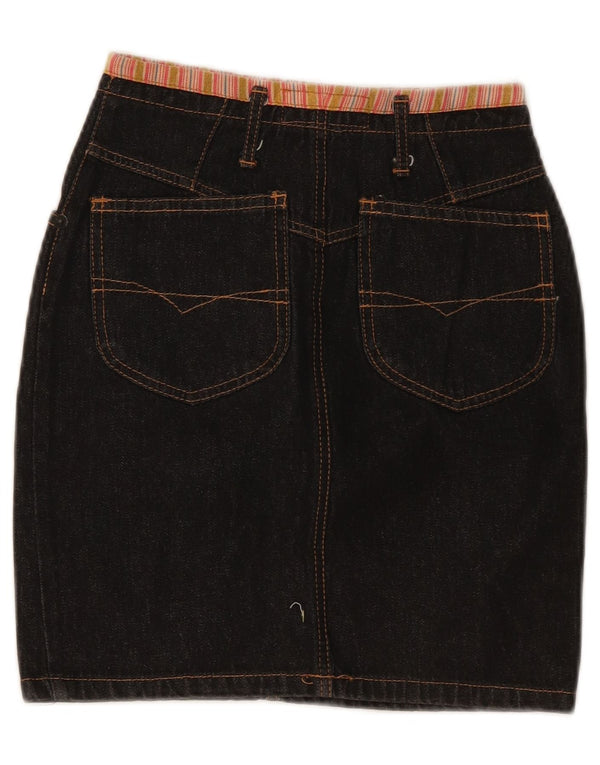 Blooming Damen-Jeansrock mit hoher Taille, Größe 40, Größe S, W24, schwarze Baumwolle