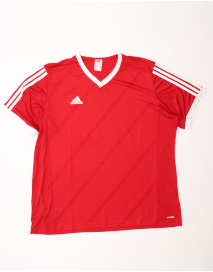Adidas Herren Climalite T-Shirt Top 3XL Rot Colourblock Polyester