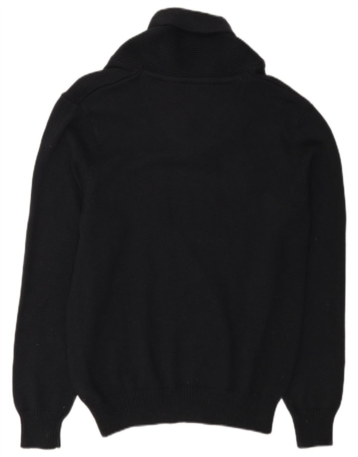 Marks & Spencer Herren-Pullover mit Schalkragen, mittelschwarze Baumwolle