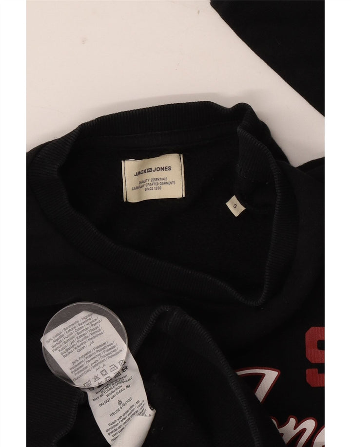 Jack & Jones Herren-Sweatshirt mit Grafik, Größe S, schwarze Baumwolle