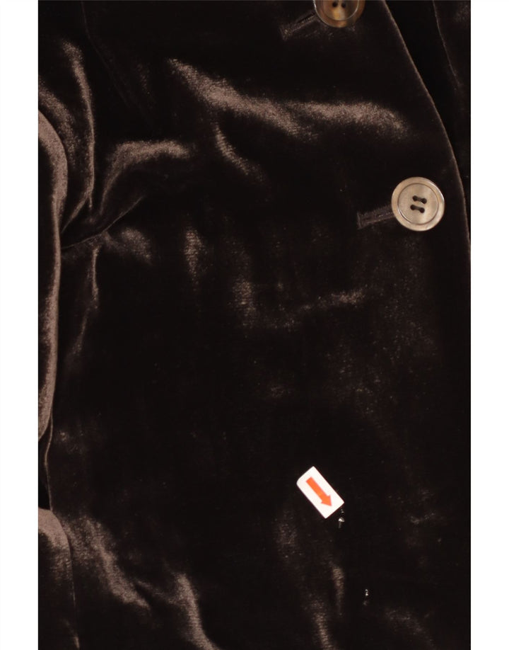 APRIORI Damen-Blazerjacke mit 3 Knöpfen, UK 14, große braune Seide