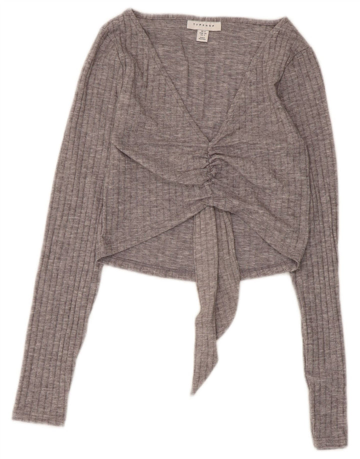 Topshop Damen Langarm-Crop-Top UK 6 XS Grau Polyester