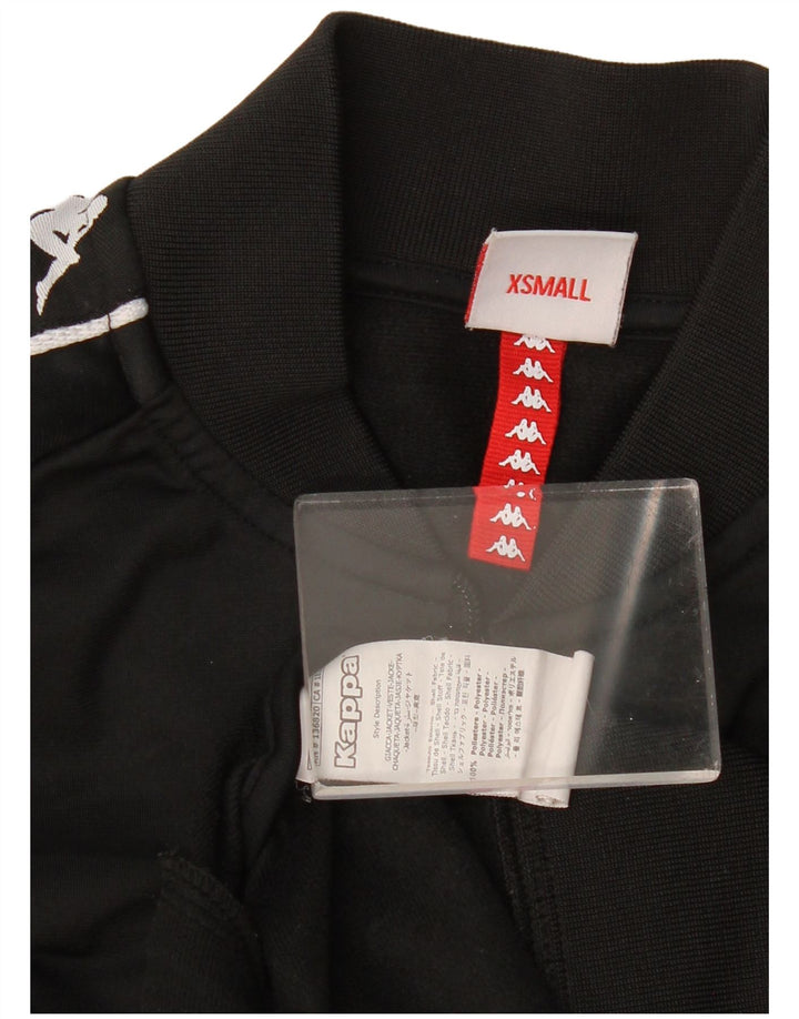 Kappa Womens Graphic Trainingsanzug Top Jacke UK 6 XS Schwarz Farbblock