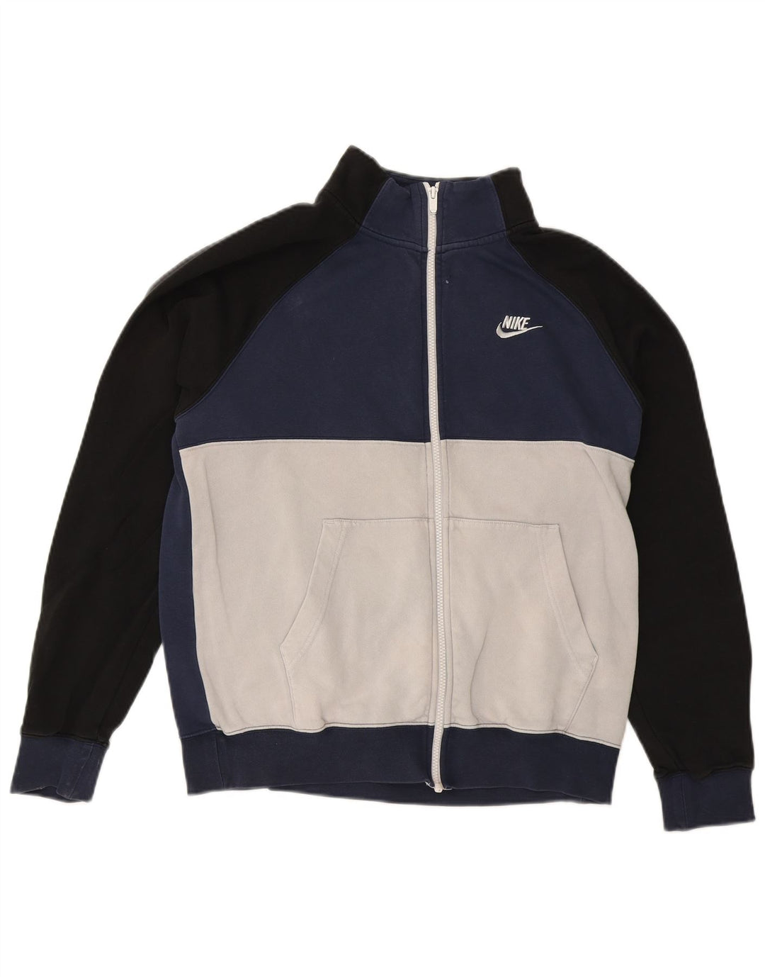 NIKE Mens Tracksuit Top Jacket Medium Navy Blue Colourblock Cotton