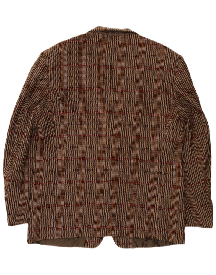 Yves Saint Laurent Herren 2-Knopf-Blazerjacke IT 56 3XL Braun karierte Wolle