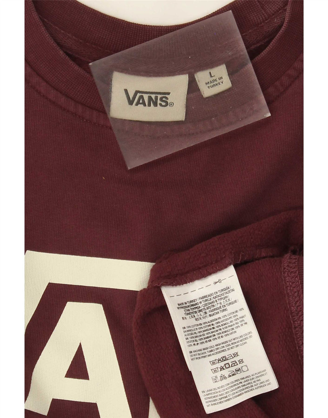 Vans Herren-Sweatshirt mit Grafik, groß, Burgunderrot, Baumwolle