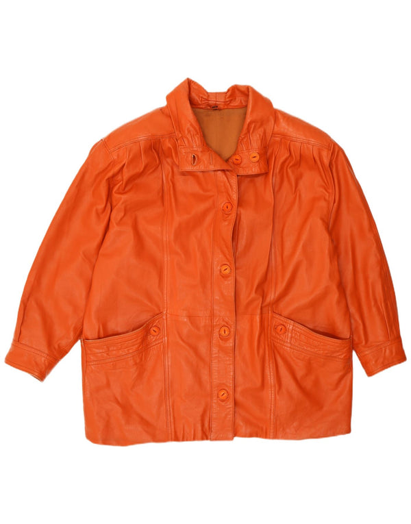 VINTAGE Damen Übergroße Lederjacke IT 44 Mittelorange