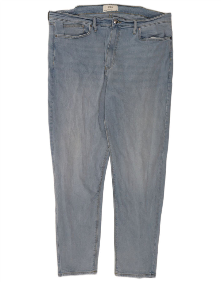 Marks & Spencer Herren Tapered Jeans W38 L30 Blaue Baumwolle