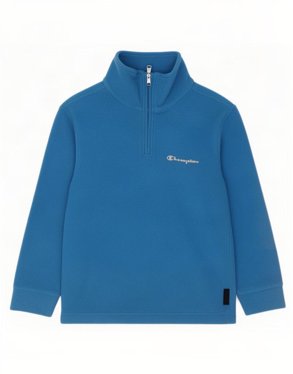 Champion Jungen-Fleecepullover mit Reißverschluss am Hals, 7–8 Jahre, klein, blau, Polyester