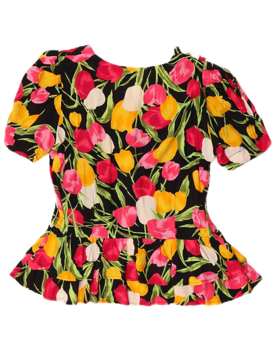 Superior Damen-Blusenoberteil mit kurzen Ärmeln, Größe 46, groß, mehrfarbig, mit Blumenmuster