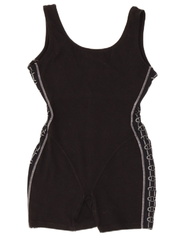Champion Womens Graphic Ärmelloser Playsuit UK 14 Large Schwarze Baumwolle