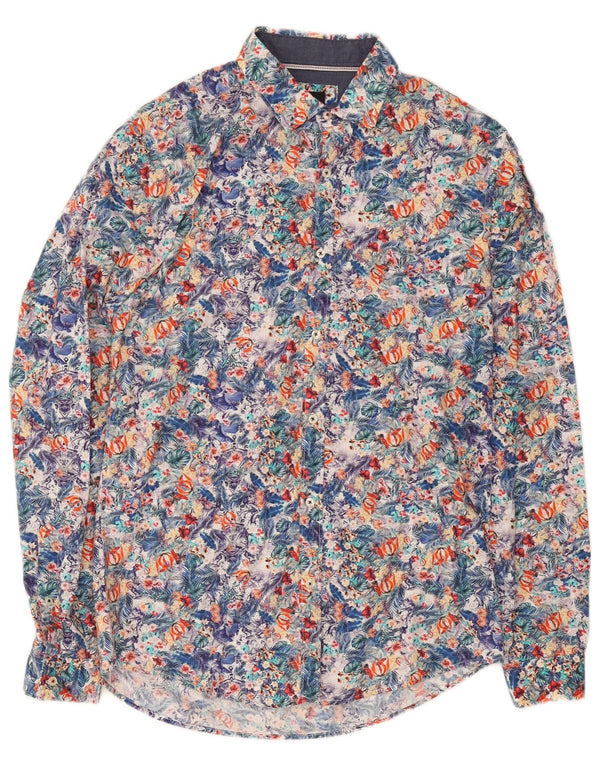 Zara Slim-Fit-Hemd für Herren, mittelgroß, mehrfarbig, Blumenmuster, Baumwolle