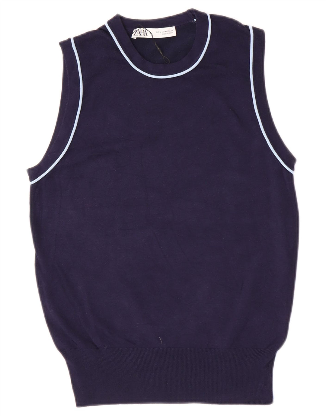 Zara Damen Weste Tank Top UK 12 Medium Marineblau Viskose
