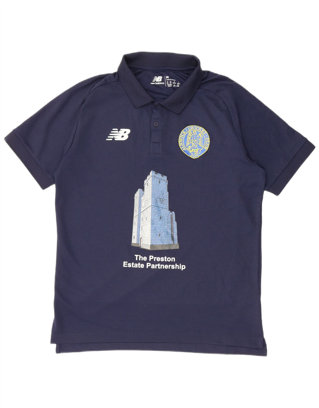 New Balance Herren-Poloshirt mit Grafik, mittleres Marineblau, Polyester