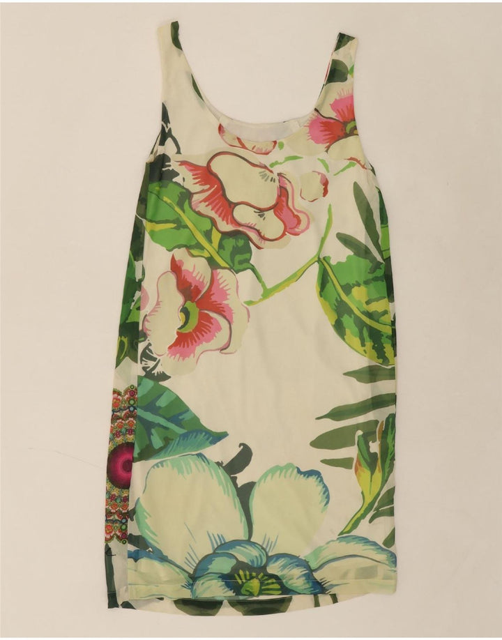 DESIGUAL Womens Sleeveless Basic Dress UK 8 Small White Floral Vintage Desigual and Second-Hand Desigual from Messina Hembry 