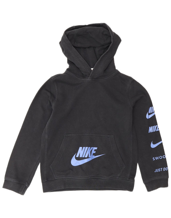 Nike Jungen-Pullover mit grafischem Kapuzenpullover, 10–11 Jahre, mittlere schwarze Baumwolle