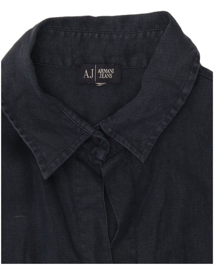 Armani Damen Kurzarmhemd UK 10 Small Marineblau