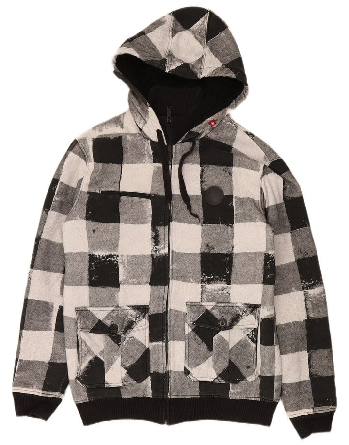 Quiksilver Herren-Kapuzenpullover mit Reißverschluss, mittelschwarz, Gingham-Baumwolle