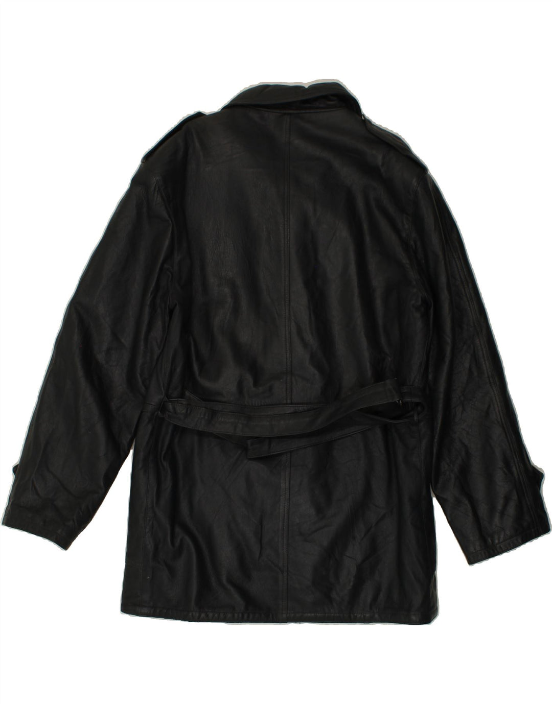 VINTAGE Mens Leather Coat IT 48 Medium Black Leather Vintage Vintage and Second-Hand Vintage from Messina Hembry 