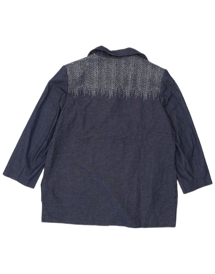 Ungaro Damen-Blazer mit 3/4-Ärmeln und 4 Knöpfen, Gr. 40, Marineblau