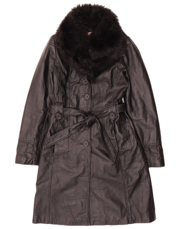 Orsay Damen Ledermantel UK 10 Small Schwarz