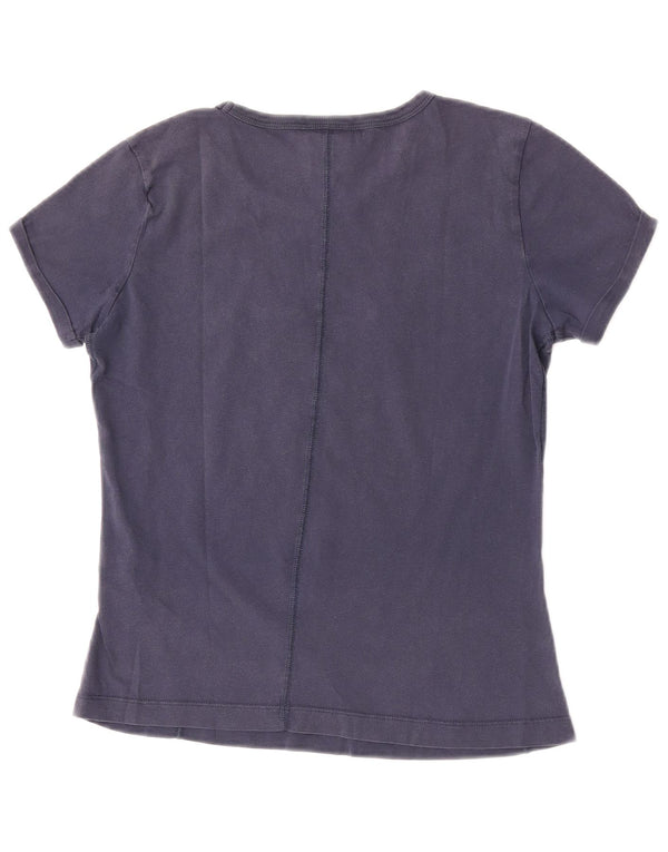 Champion Damen Grafik-T-Shirt-Oberteil UK 12 Medium Marineblau