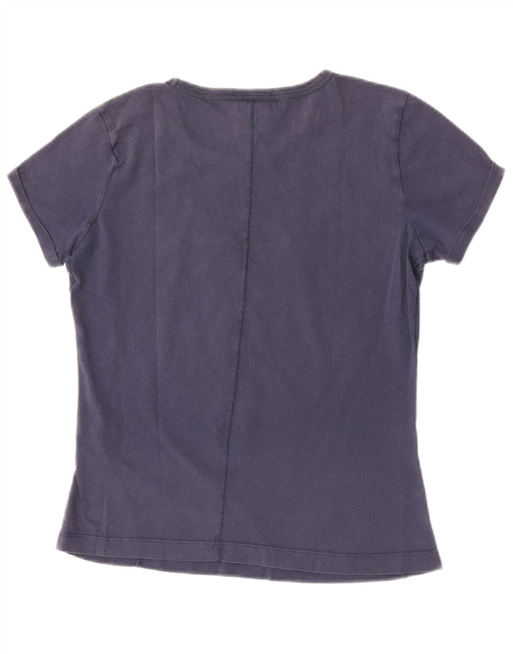 Champion Damen Grafik-T-Shirt-Oberteil UK 12 Medium Marineblau