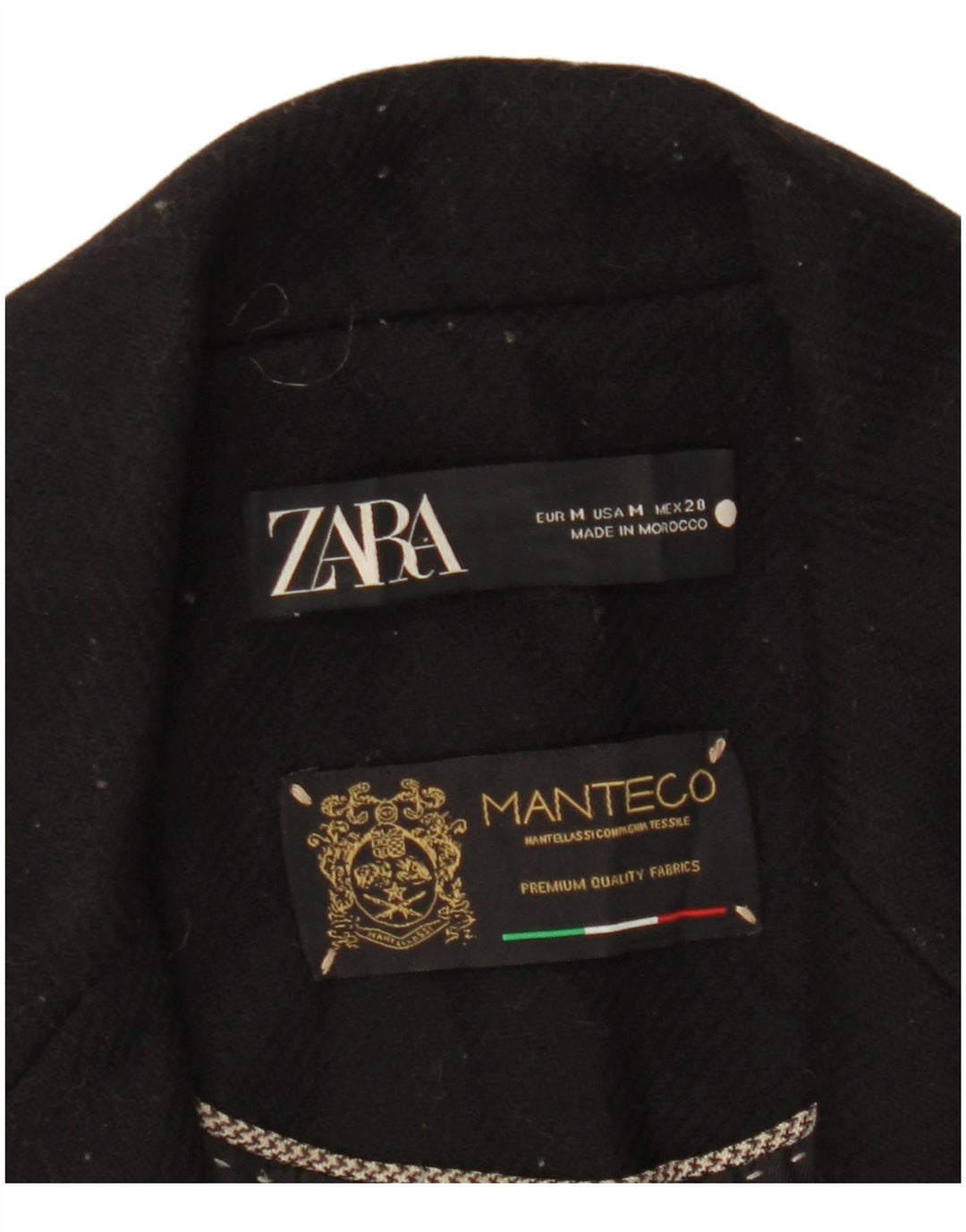 Zara Damen Manteco Mantel UK 12 Medium Schwarz