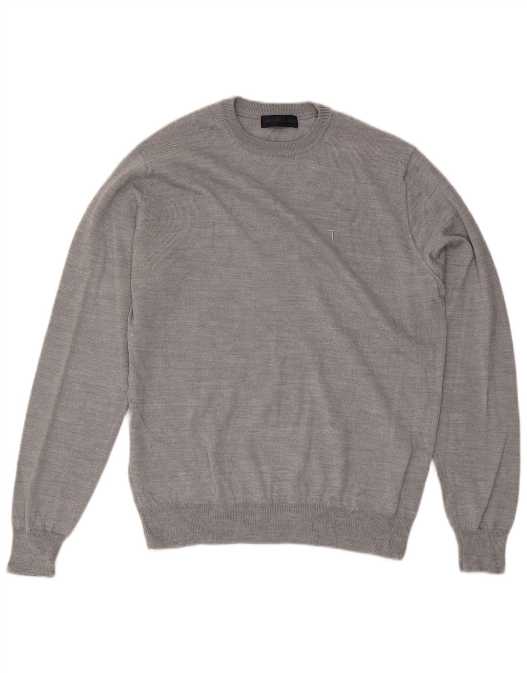 Trussardi Herren-Pullover mit Rundhalsausschnitt aus mittelgrauer Wolle