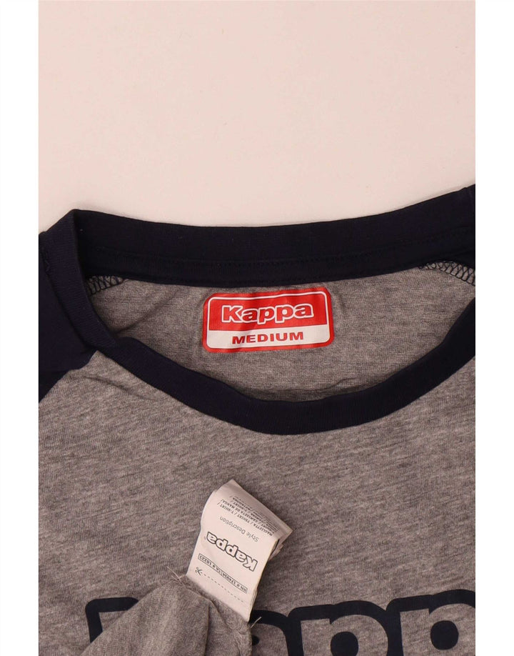 Kappa Herren Grafik-T-Shirt-Oberteil aus mittelgrauer Colourblock-Baumwolle