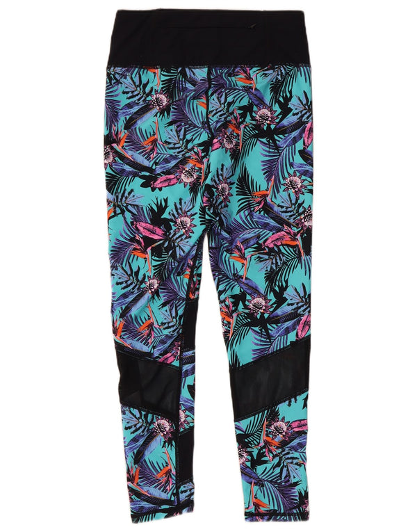 Superdry Damen Grafik-Crop-Leggings UK 12 Medium Mehrfarbig mit Blumenmuster