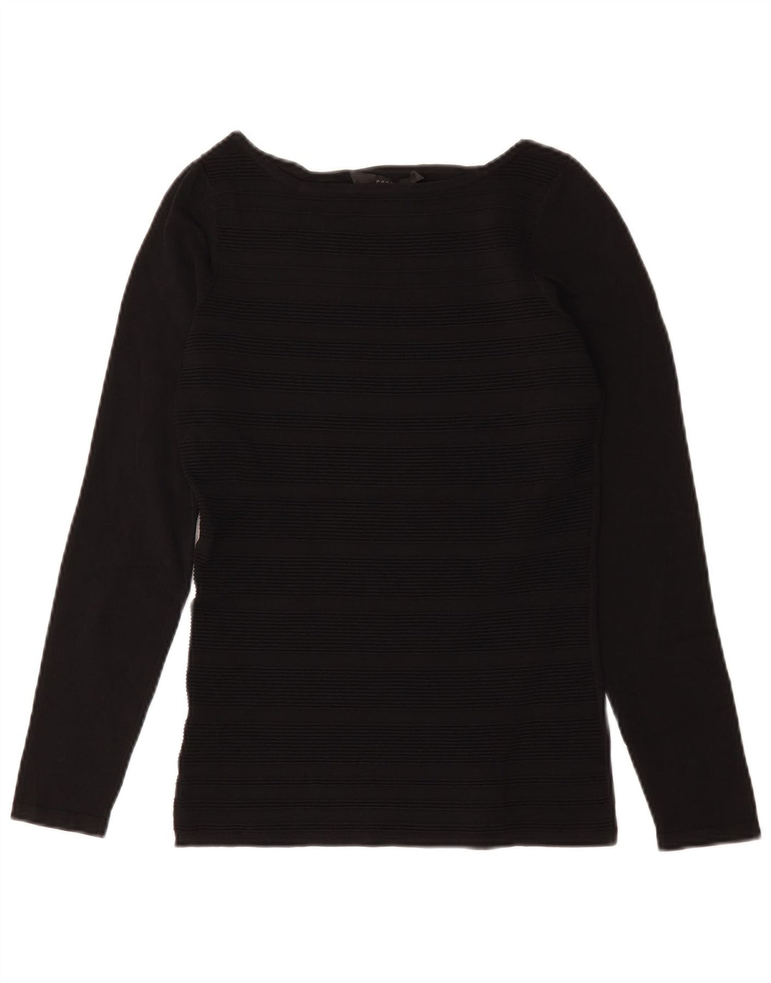 Coast Damen Top Langarm UK 10 Small Schwarz gestreifte Viskose