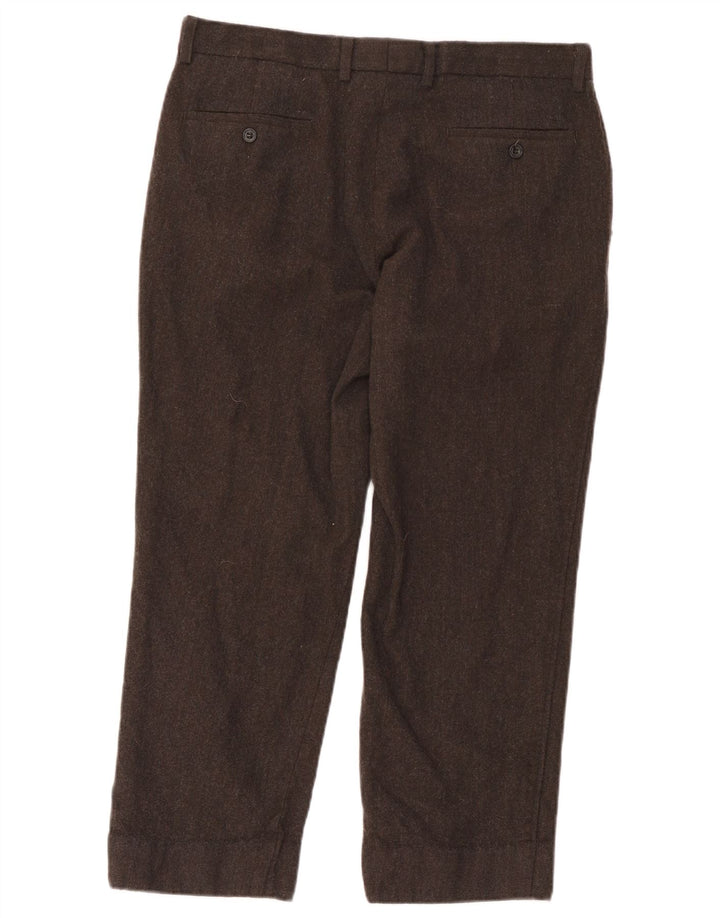 Marks & Spencer Herren-Anzughose, kurz geschnitten, gerade, W36, L24, braune Wolle