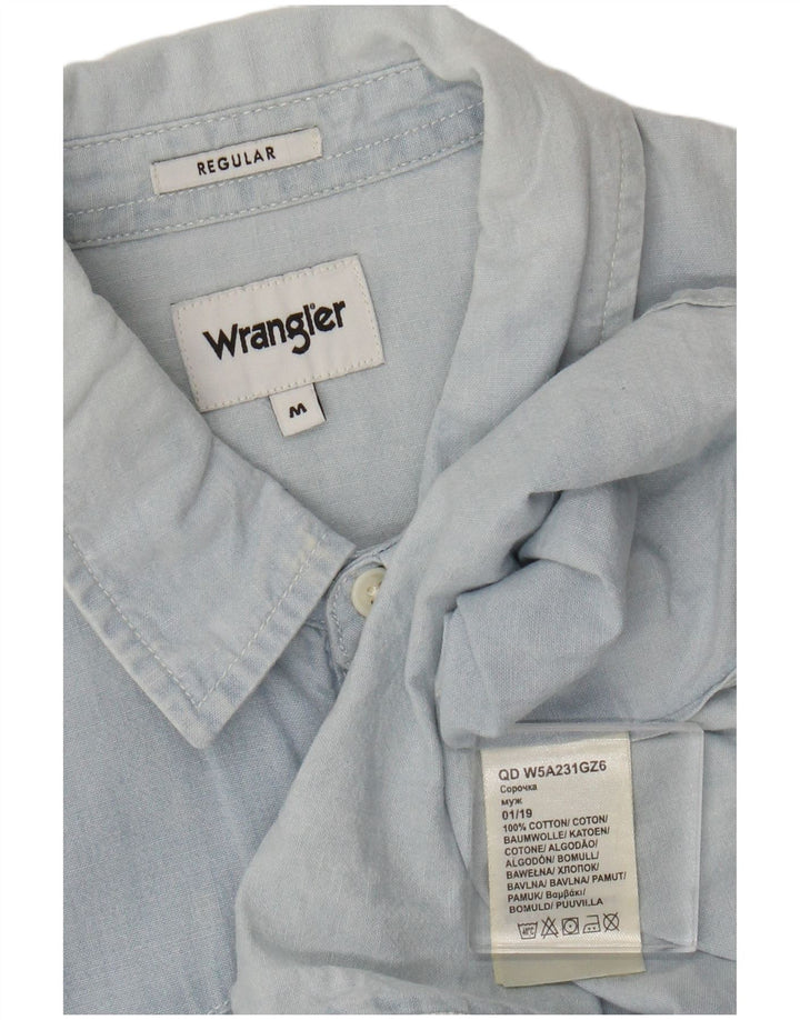Wrangler Herren Regular-Hemd aus mittelblauer Baumwolle