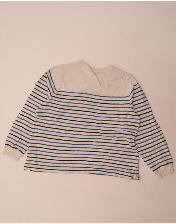 Marks & Spencer Damen Top Langarm UK 18 XL weiß gestreift aus Baumwolle