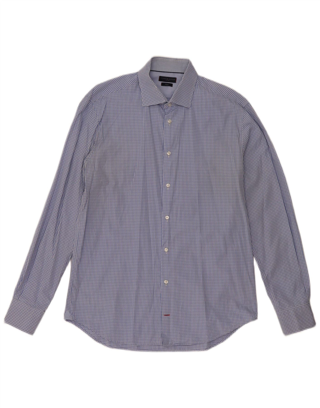 Tommy Hilfiger Herren-Hemd mit maßgeschneiderter Passform, Größe 41 16, großes blaues Gingham