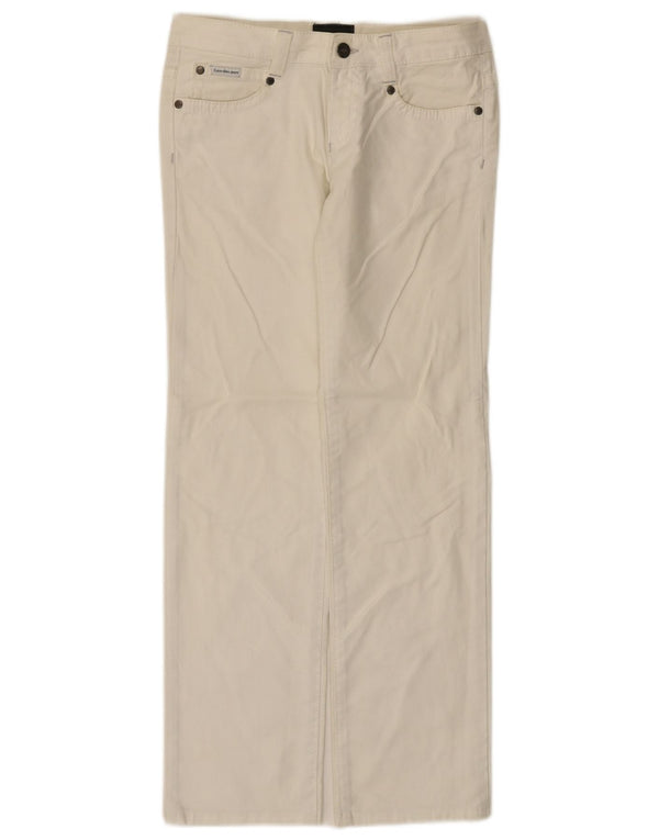 Calvin Klein Damen Gerade Freizeithose W27 L29 Weiße Baumwolle